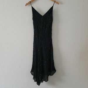 Ann Taylor black beaded spaghetti strap dress